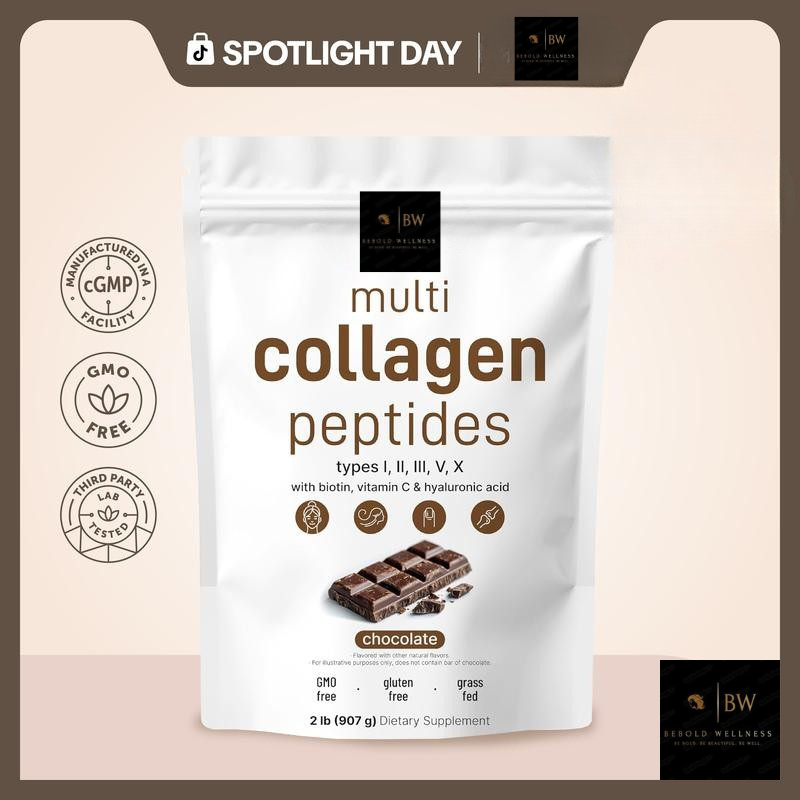 BeBold Wellness | Ultimate 5-in-1 Multi-Collagen Peptides Pure Grass-Fed Power for Hair, Skin, Nails, & Joints