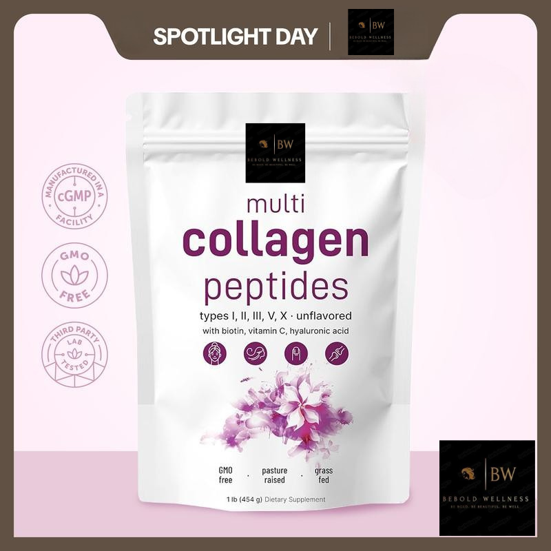 BeBold Wellness | Ultimate 5-in-1 Multi-Collagen Peptides Pure Grass-Fed Power for Hair, Skin, Nails, & Joints
