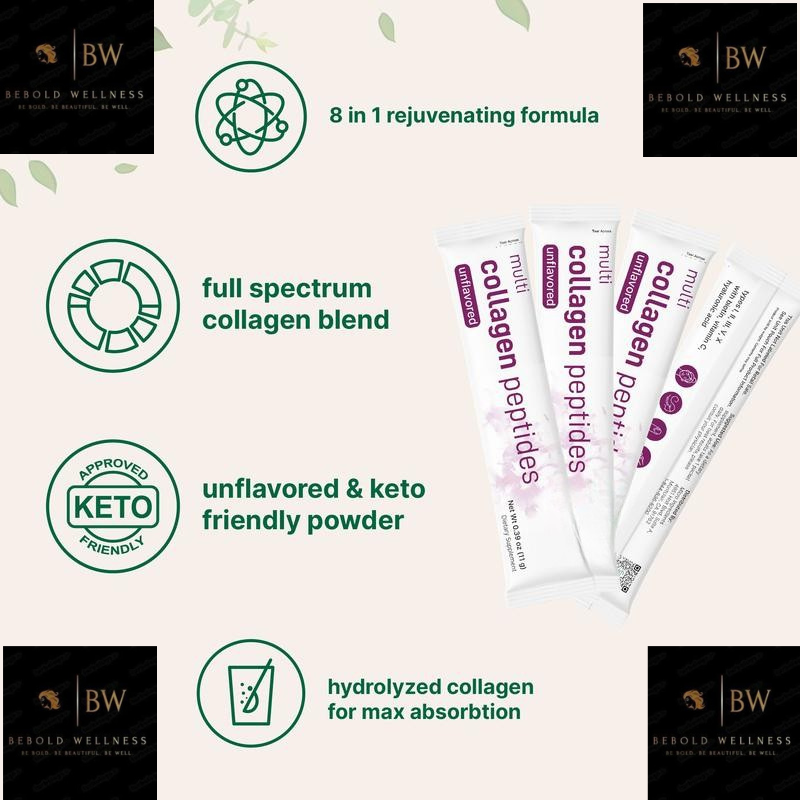 BeBold Wellness | Ultimate 5-in-1 Multi-Collagen Peptides Pure Grass-Fed Power for Hair, Skin, Nails, & Joints